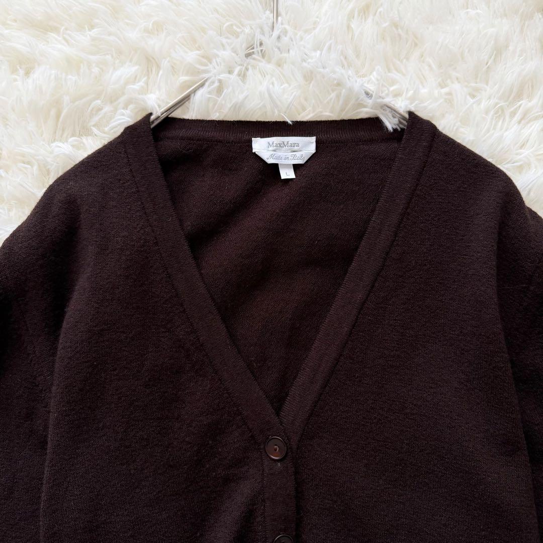最高級✨Max Mara 白タグ バージンウール カーディガン ブラウン L