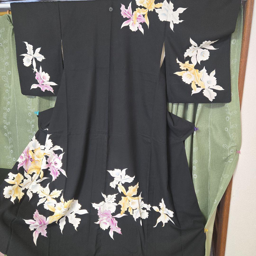 訪問着花柄 黒