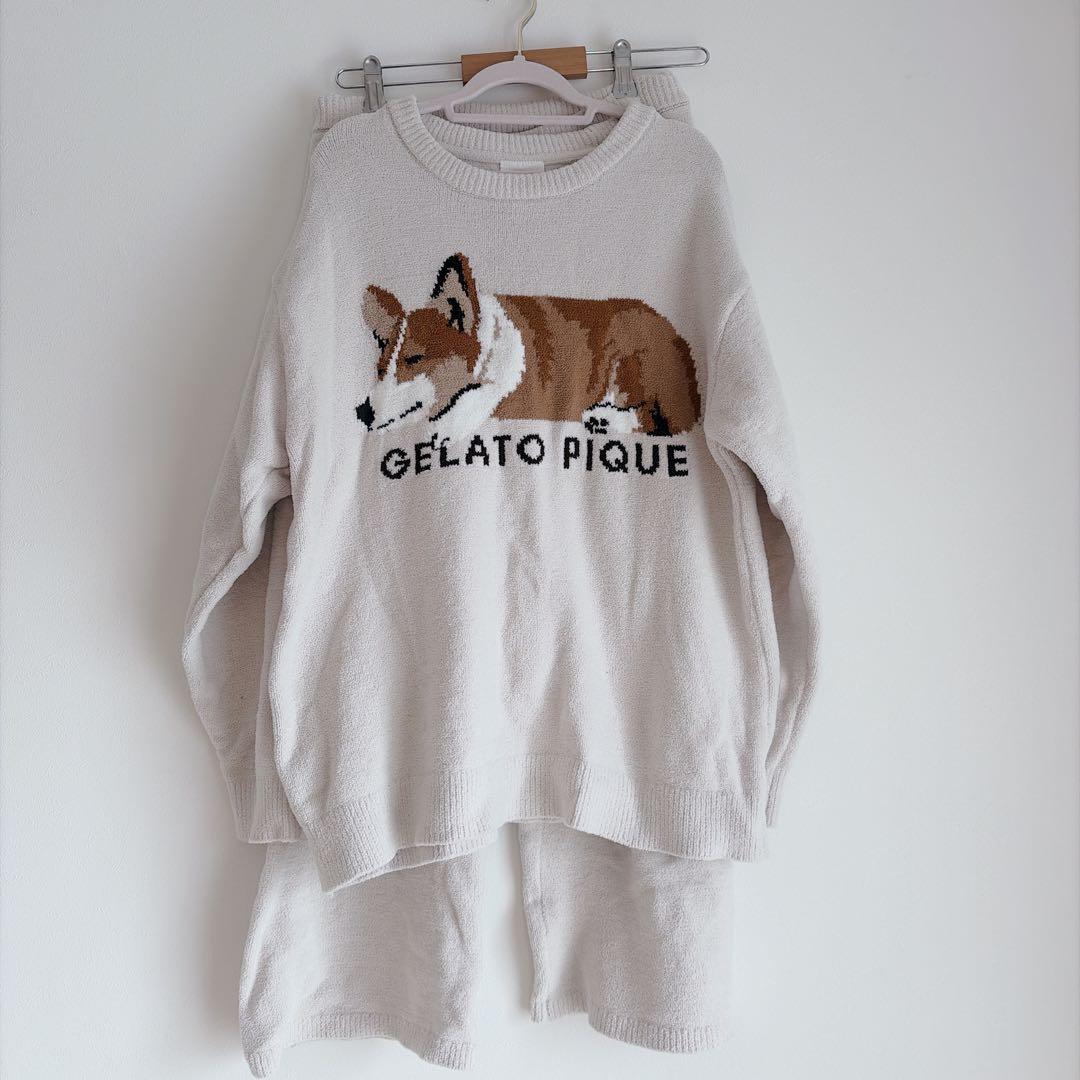 ジェラートピケ SLEEPING DOG ジャガードプルオーバー&パンツセット