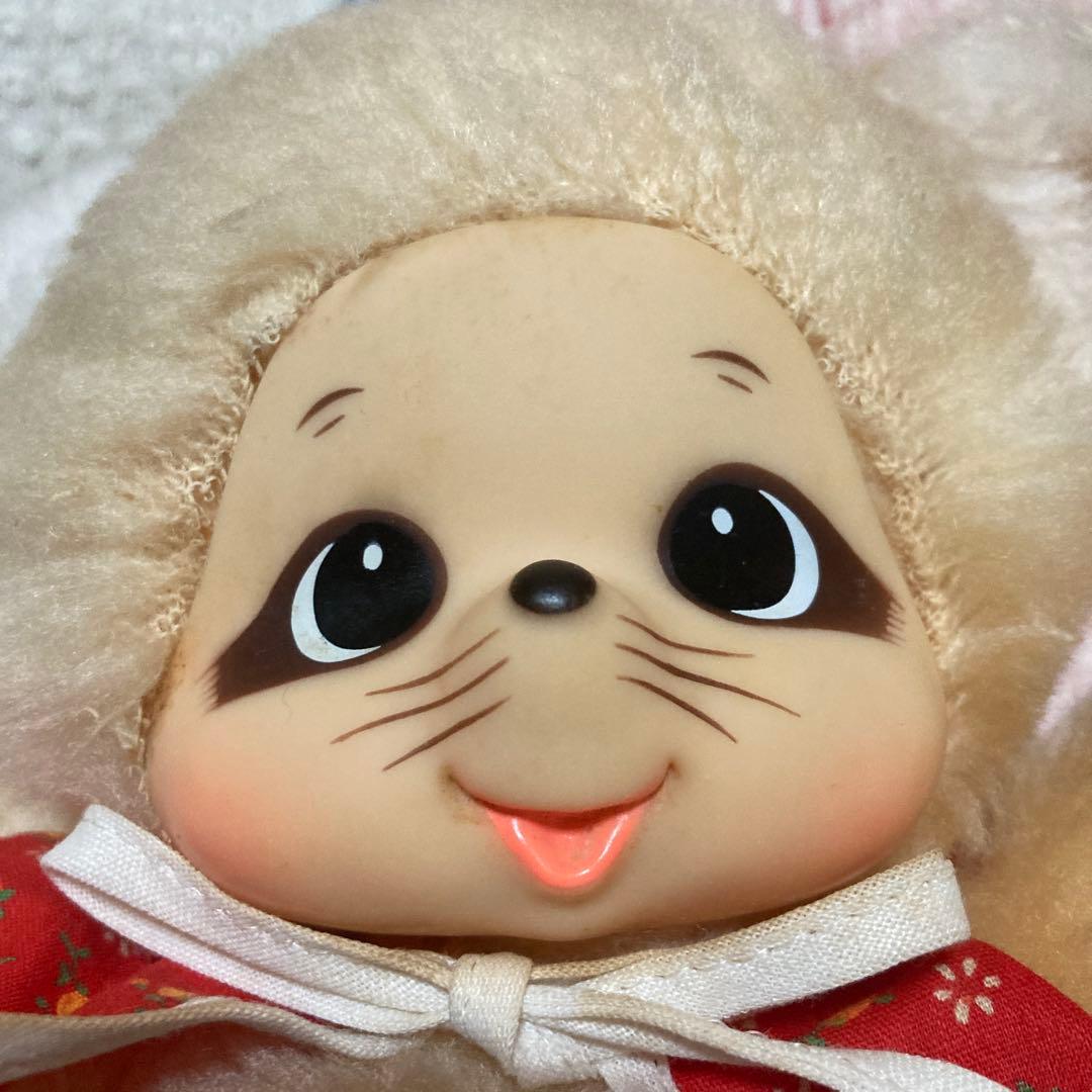昭和レトロ　メーカー名不明　モンチッチ風　ぬいぐるみ　タヌキ　①