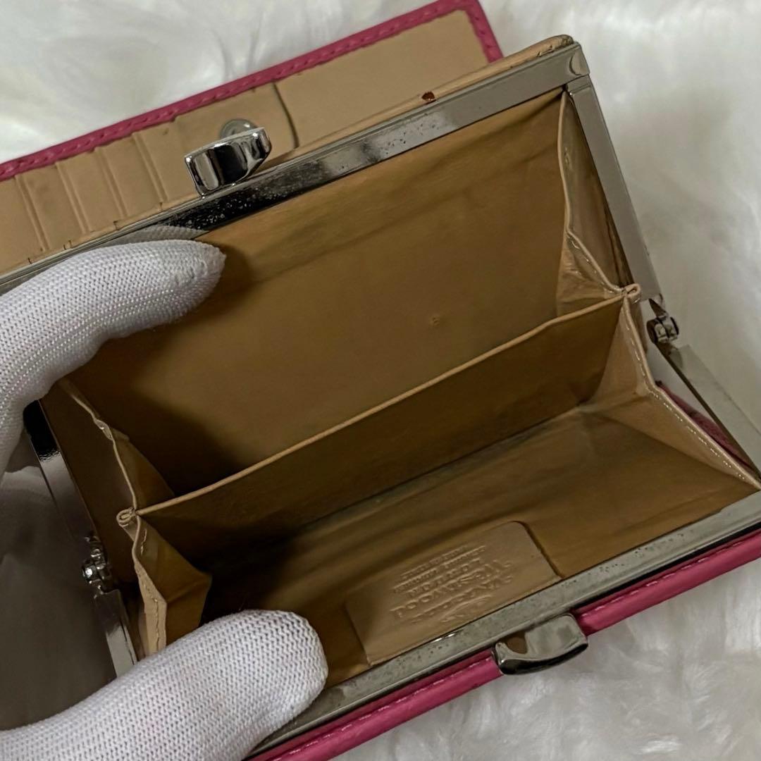 【美品】ヴィヴィアン レザー 二つ折り財布 オーブ ロゴ コンパクト がま口