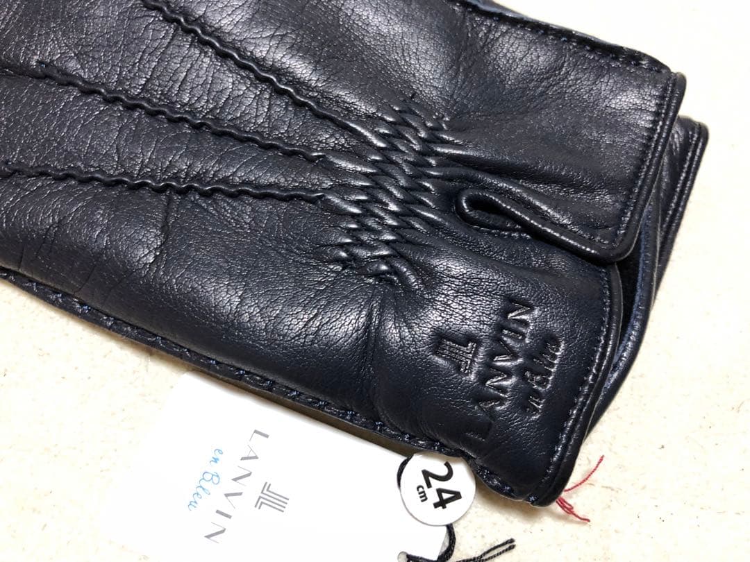 579新品LANVIN en BLue メンズ羊革レザー手袋