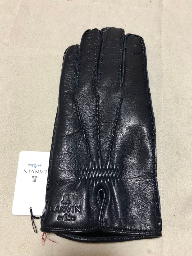 579新品LANVIN en BLue メンズ羊革レザー手袋