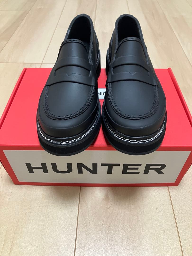 HUNTER 防水 ブラック ローファーUK4未使用