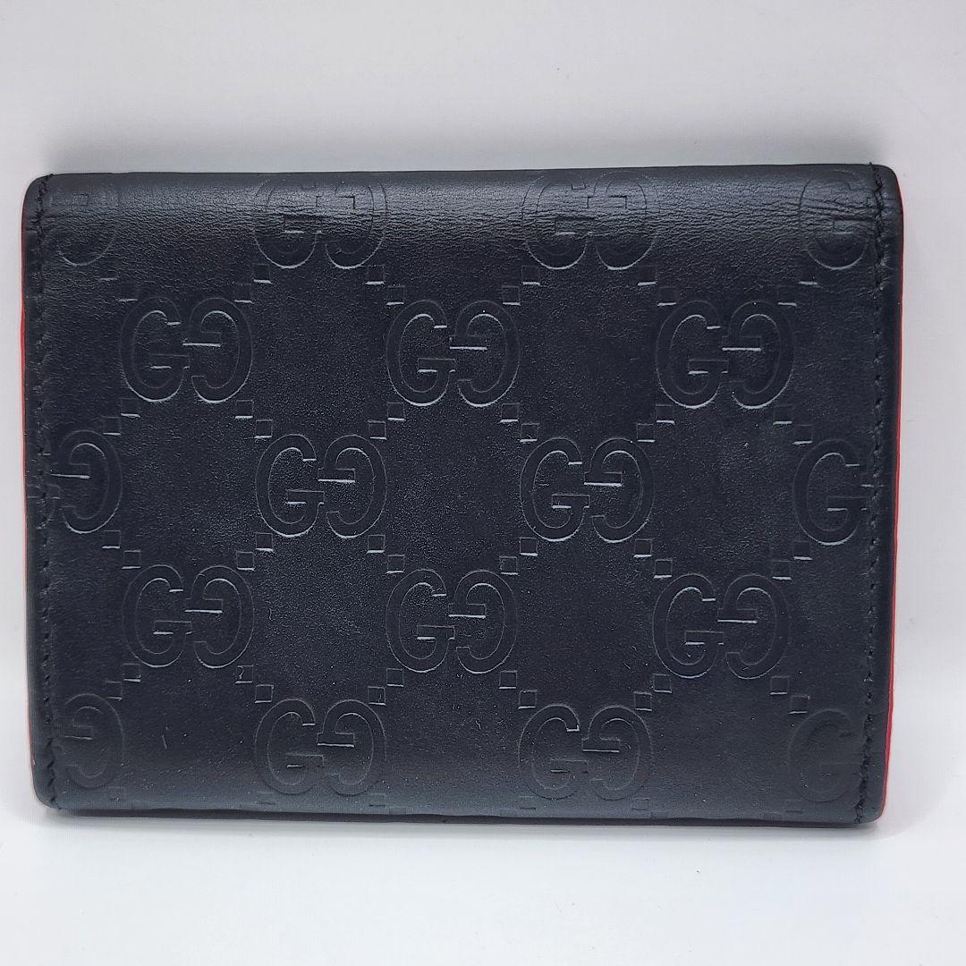 GUCCI グッチ シマ 二つ折り カードケース 黒×赤 正規品