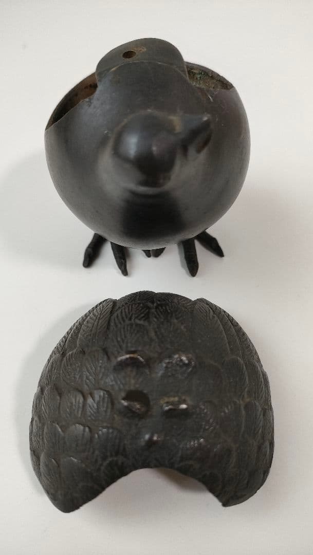 鶉(うずら)香炉　青銅製　骨董品 アンティーク品