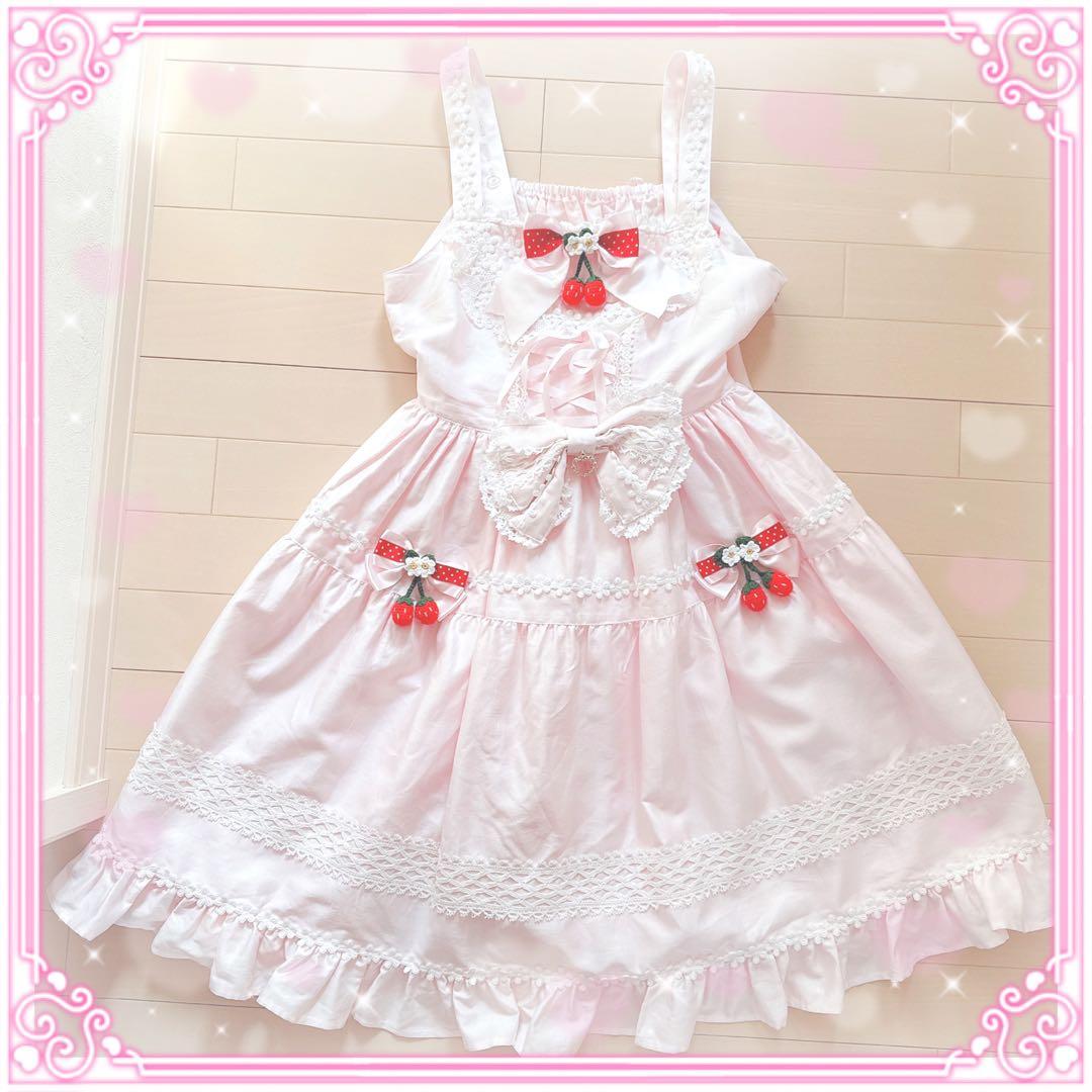 BABY ゆらゆらいちごのFlower Gardenジャンパースカートピンク