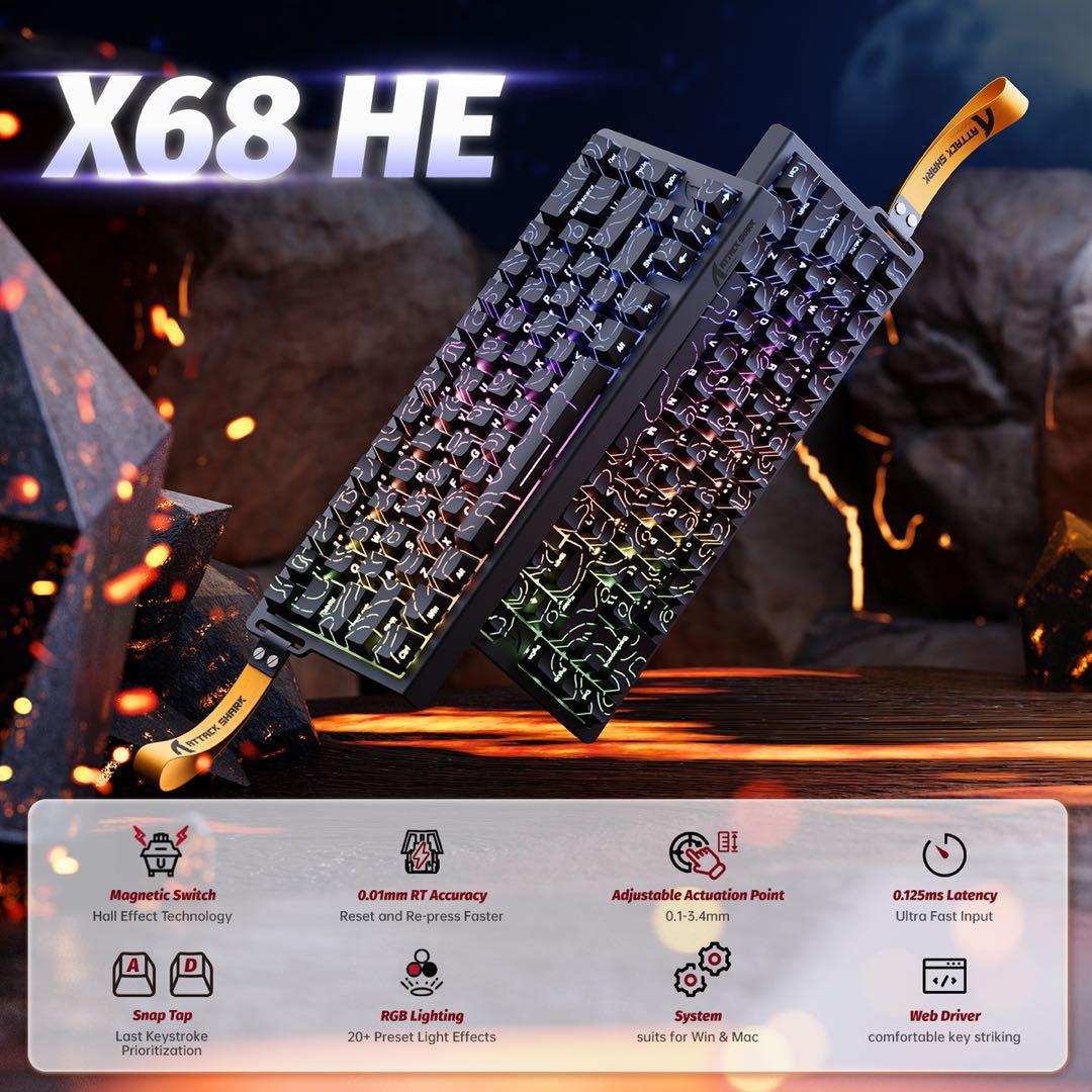 ATTACK SHARK X68 HE 磁気スイッチ ラピッドトリガー ブラック