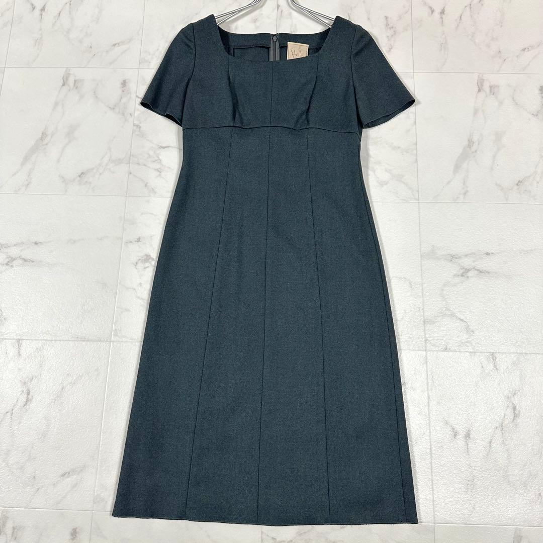 【美品】Sybilla シビラ　半袖ワンピース ダークグレー L相当Aライン