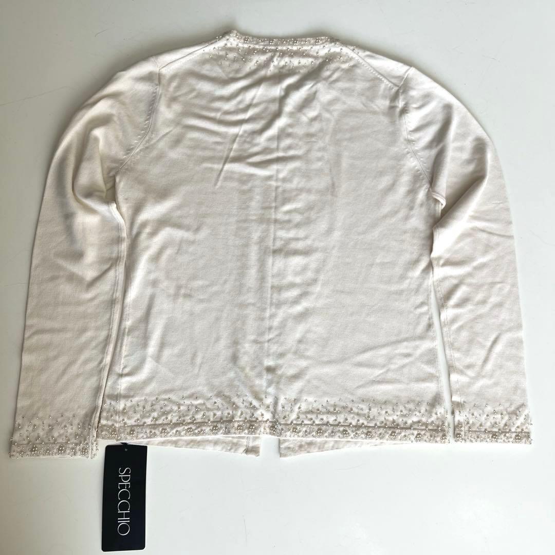 SPECHIO ビーズ刺繍 ベージュ 長袖カーディガン