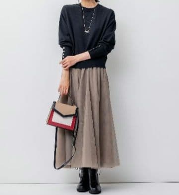 【大きいサイズ】23区 ソフトチュール スカート 48 洗える シフォン