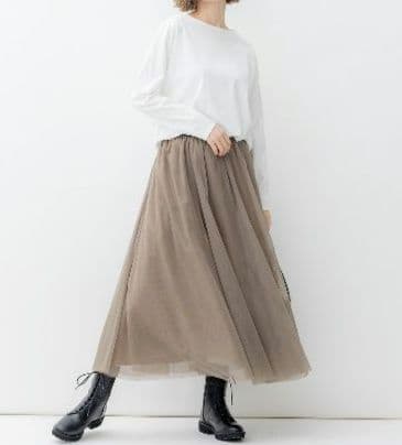 【大きいサイズ】23区 ソフトチュール スカート 48 洗える シフォン