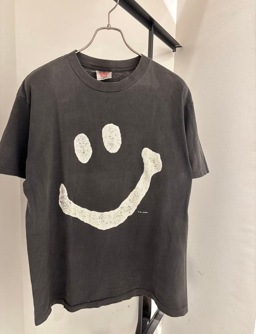 90s スマイル　Tシャツ　ブラックボディ