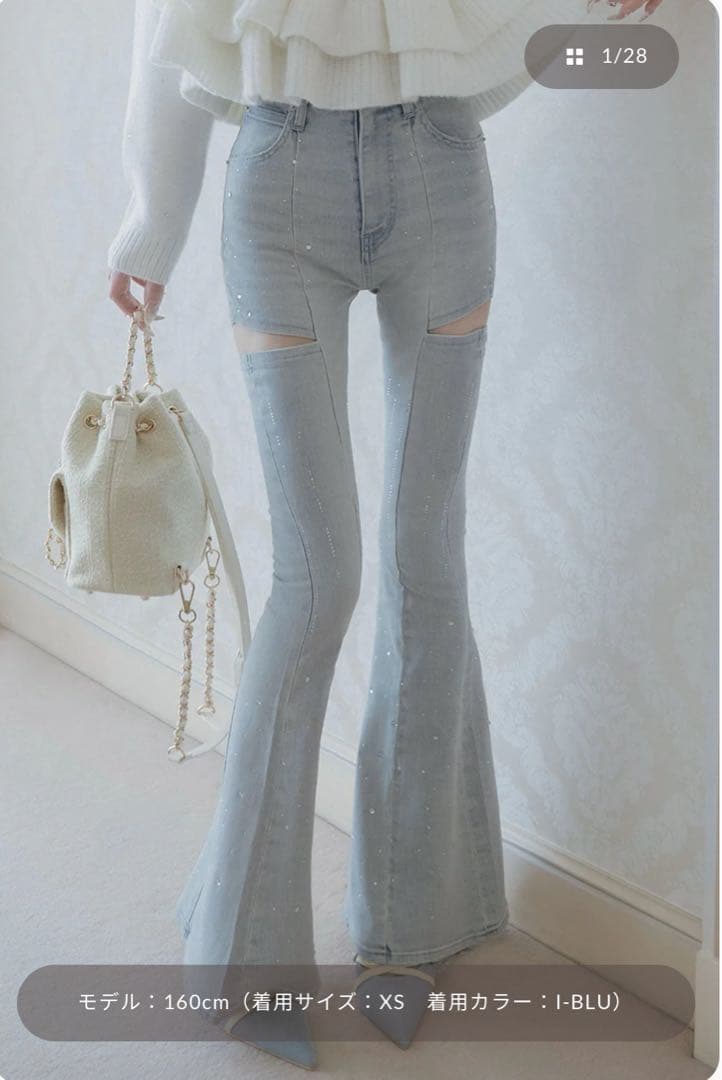 【新品未使用】Darich ドロップビジューフレアデニムパンツ
