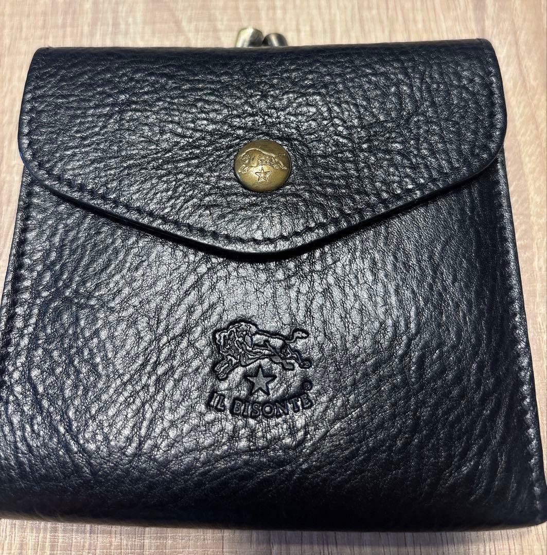 ✨美品✨ILBISONTE イルビゾンテ　レザー　二つ折り財布　がま口　ブラック
