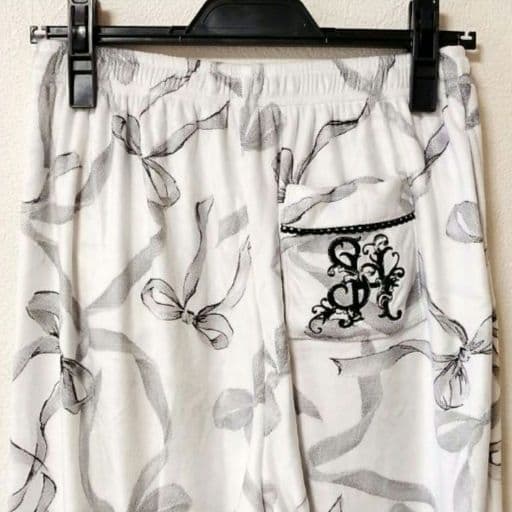 新品・タグ付！SNIDEL  リボン柄 シルキーフリース ロングパンツ