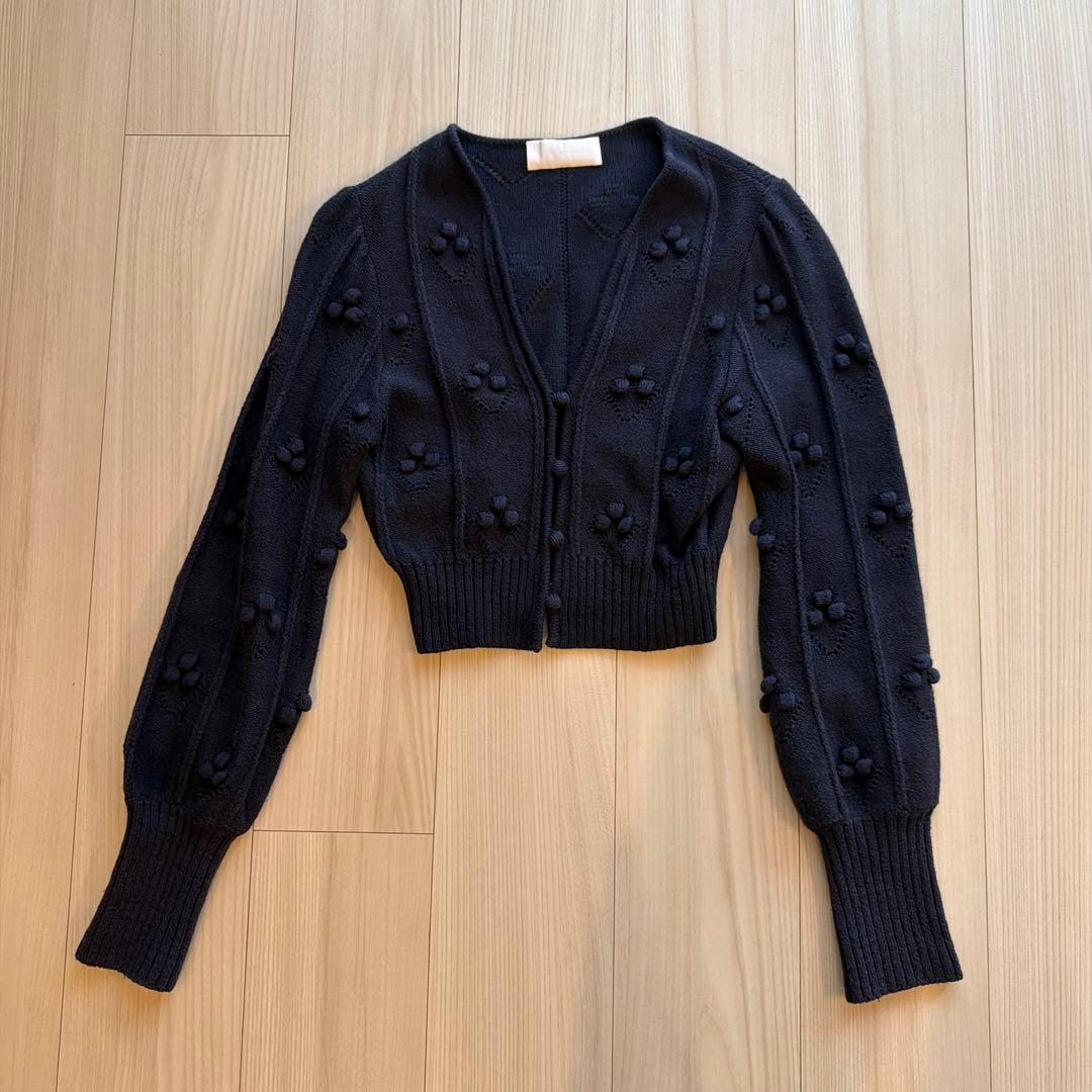 トップス Bubble Pattern Cropped Knitted Cardigan