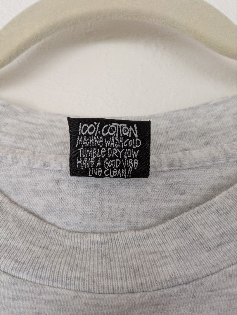 old stussy 半袖Tシャツ 黒タグ USA グレー XL 90s