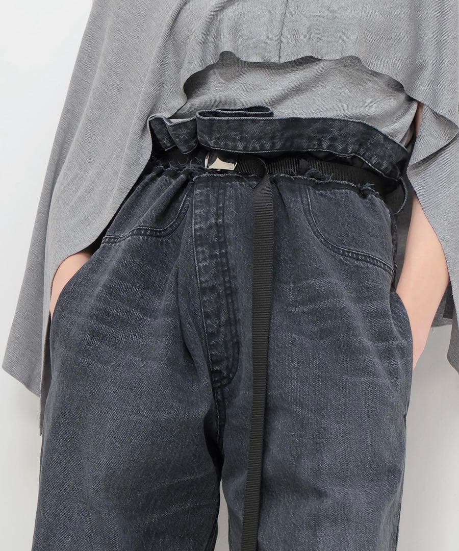 パンツ DRESSLAVE over tuck black denim pants