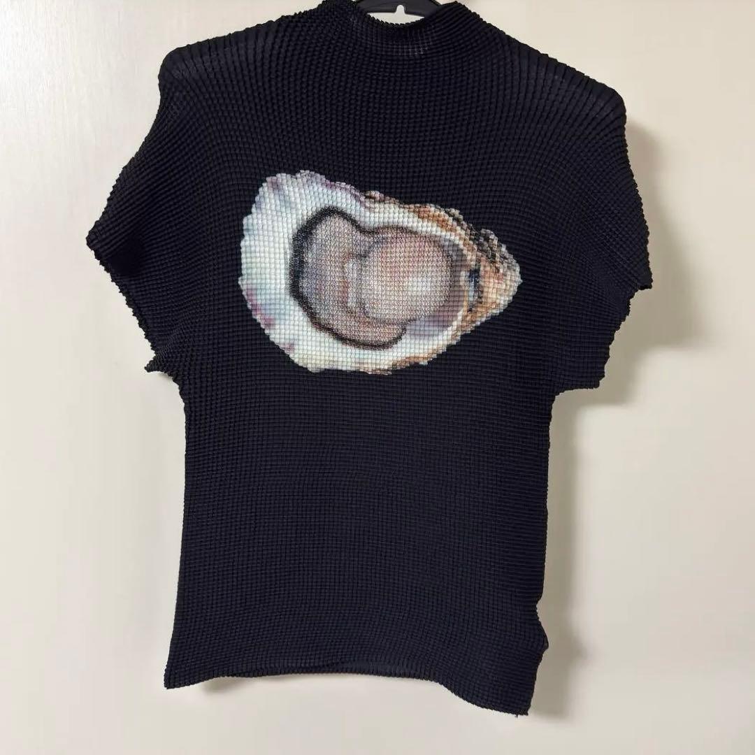 musubore pleatsed print tops 牡蠣　トップス