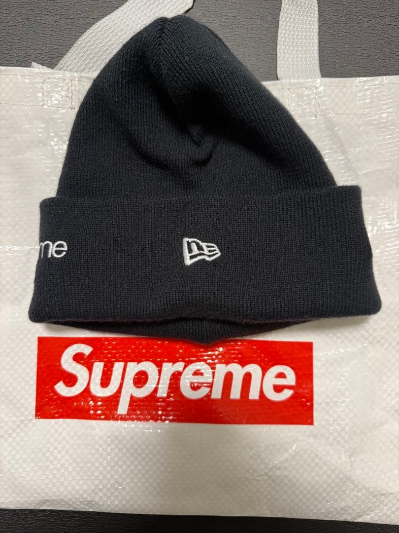 Supreme ニット帽 黒 新品　ニューエラコラボ