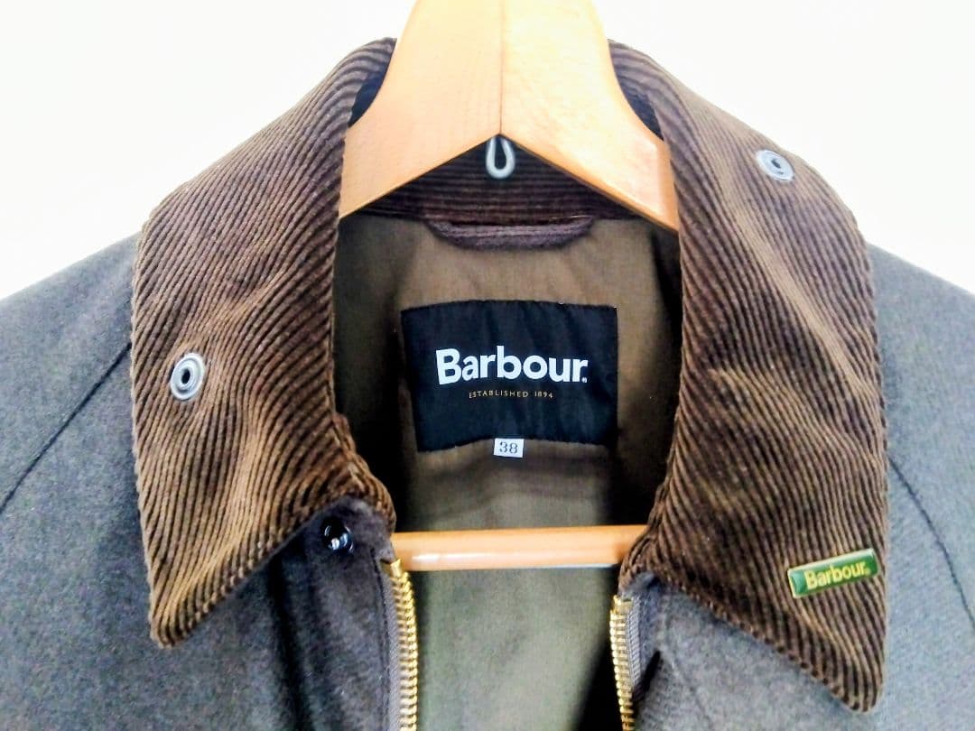 【新同】Barbour BORROWDALE ウール混 M 38 グリーン