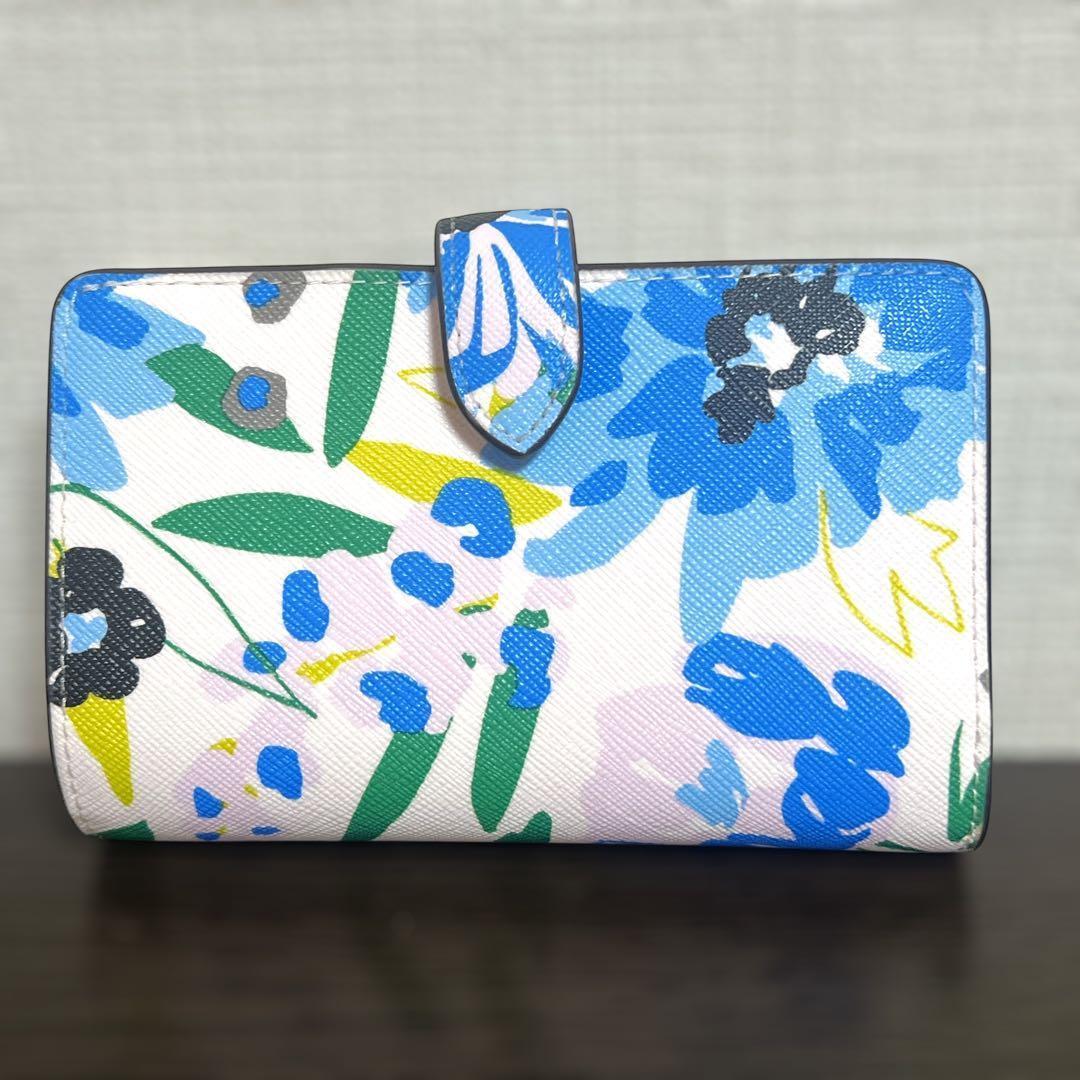 箱付き　未使用級　kate spade 二つ折り財布　花柄　コンパクト
