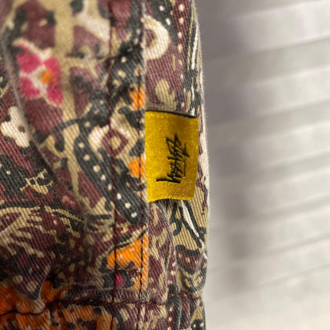 stussyジップブルゾン 刺繍ロゴ ワンポイントロゴ 総柄　値下げ中