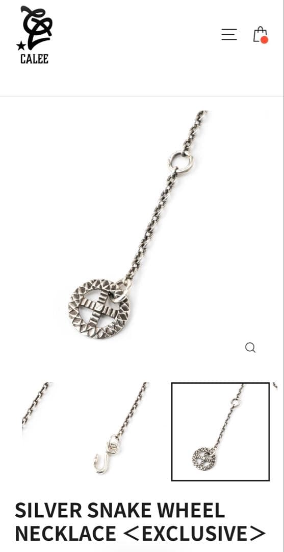 アクセサリー CALEE SILVER SNAKE WHEEL NECKLACE