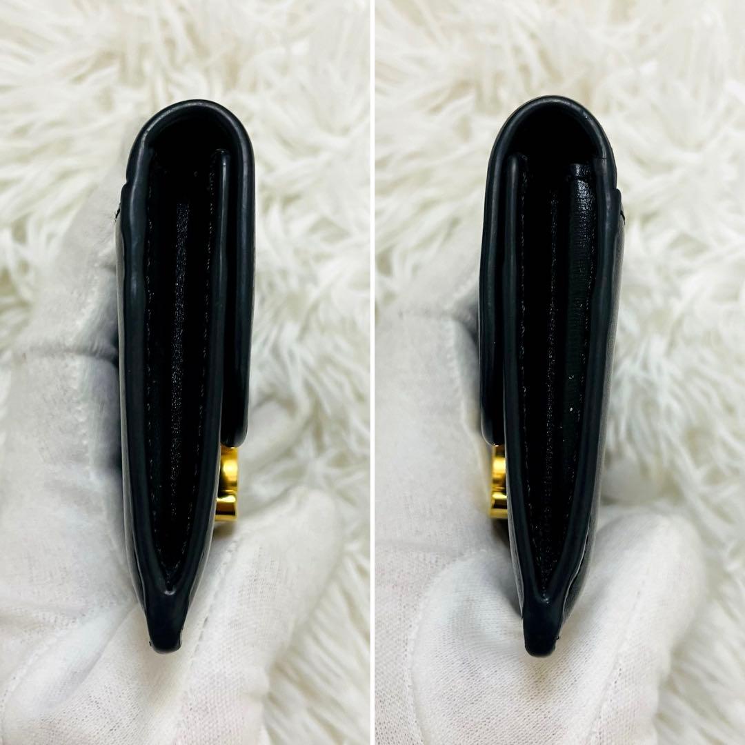 極美✨CELINE 名刺入れ カード入れ トリオンフ ロゴ金具 レザー ブラック