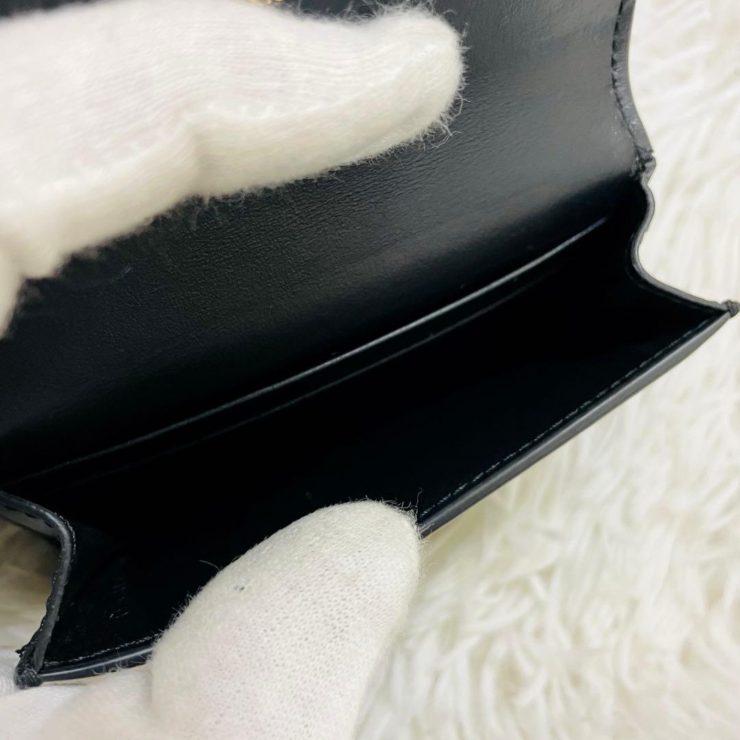 極美✨CELINE 名刺入れ カード入れ トリオンフ ロゴ金具 レザー ブラック