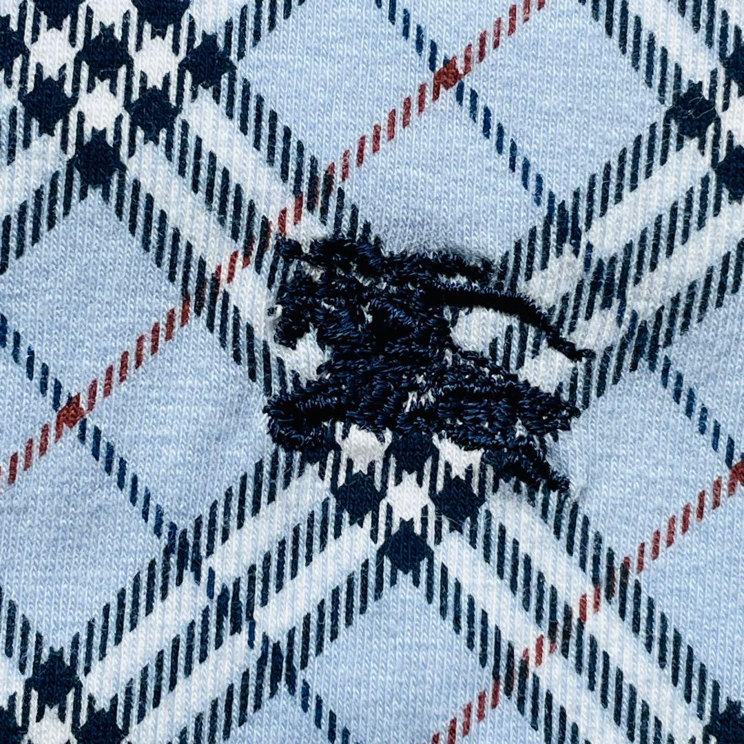 希少カラー バーバリーブルーレーベル ノバチェック ポロシャツMロゴ刺繍 水色