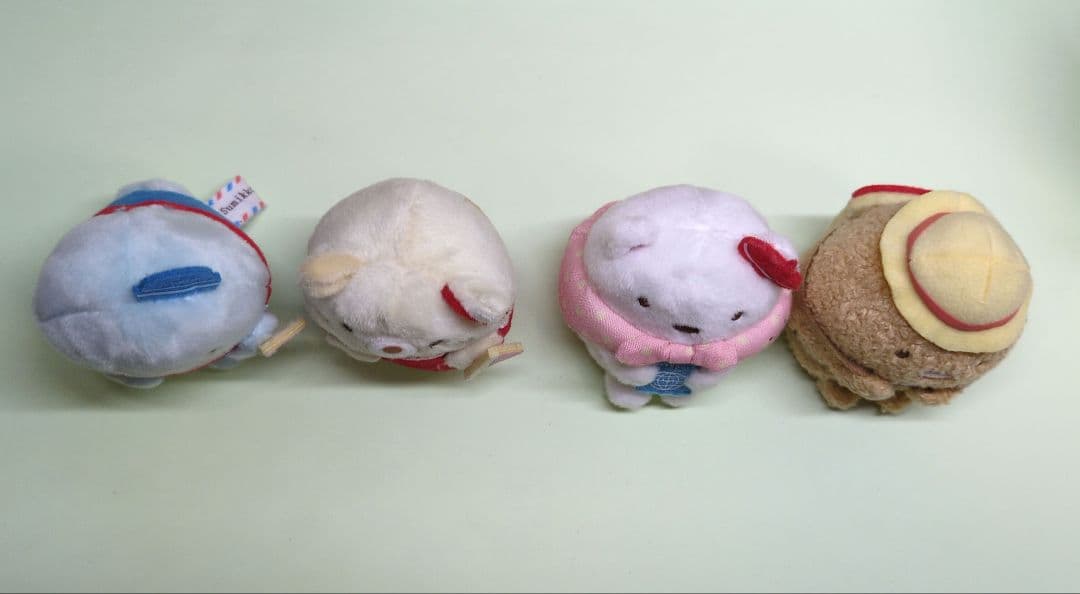 【中古】すみっコぐらし　てのりぬいぐるみ4体　おへやのすみでたびきぶん