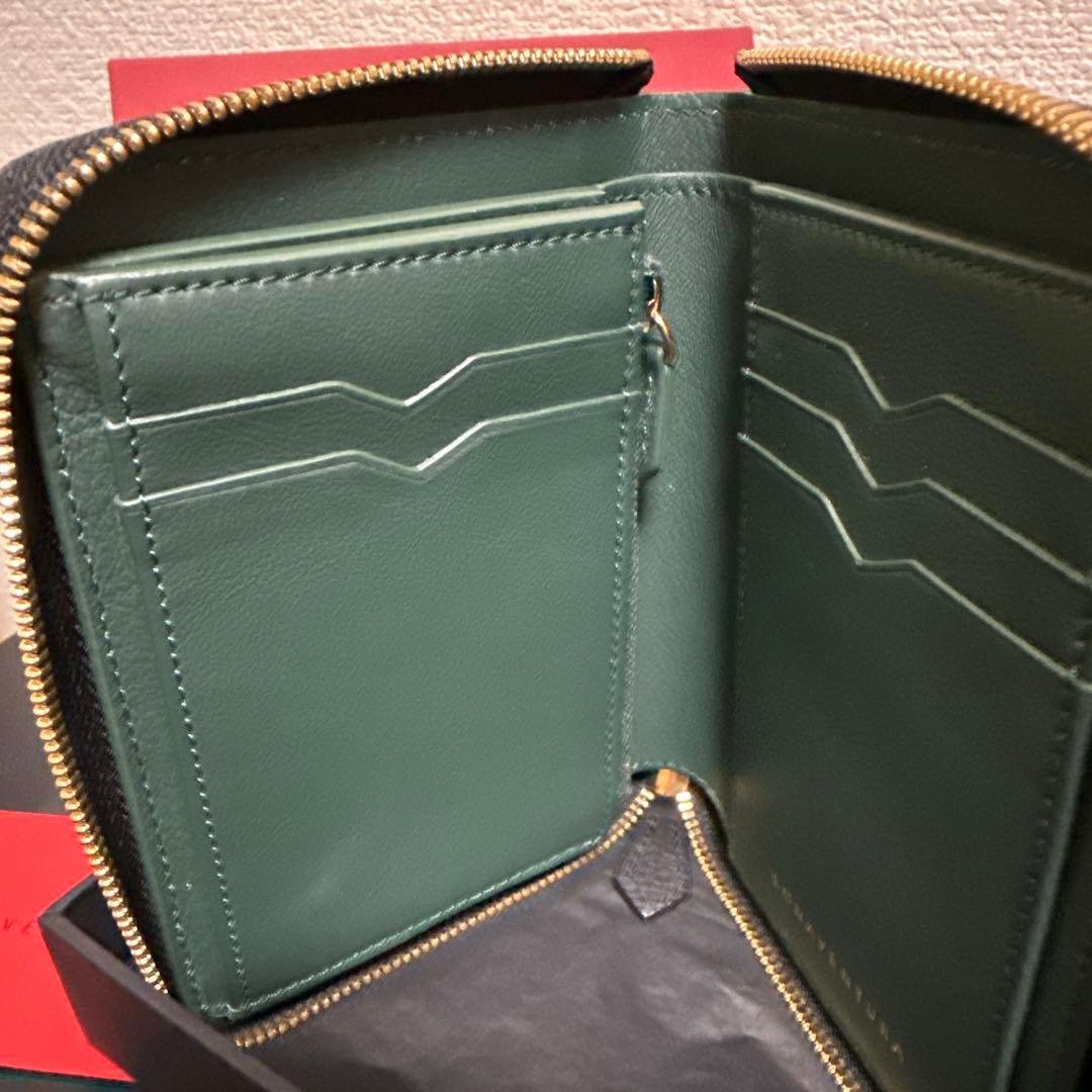 BONAVENTURA ボナベンチュラ　コンパクトジップウォレット黒×深緑　新品
