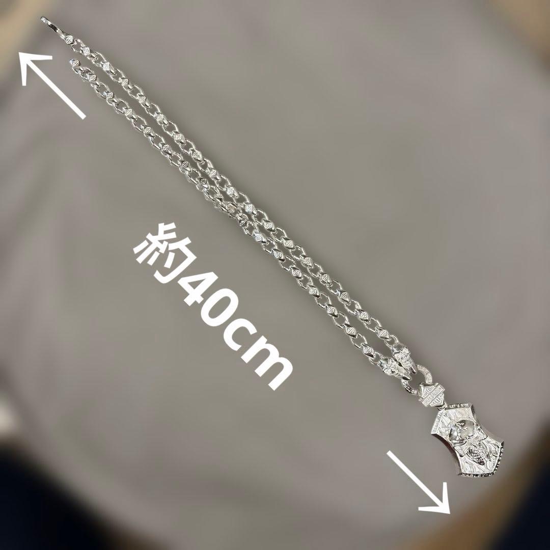 スカルペンダント ネックレス シルバーカラー バイカー系 メンズ　Wild