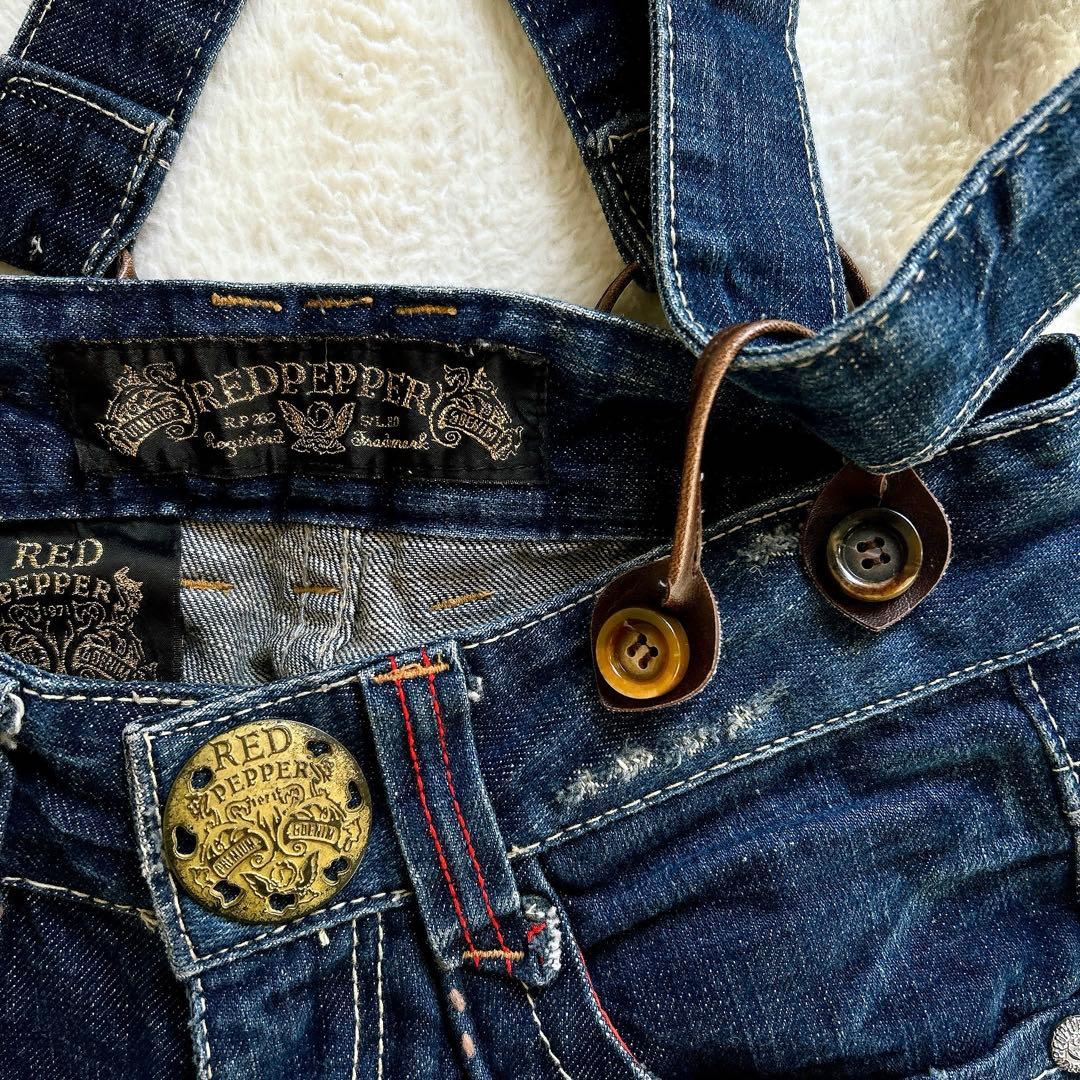 Y2K archive サスペンダー付きデニム　翼　刺繍　レザー　フレアデニム