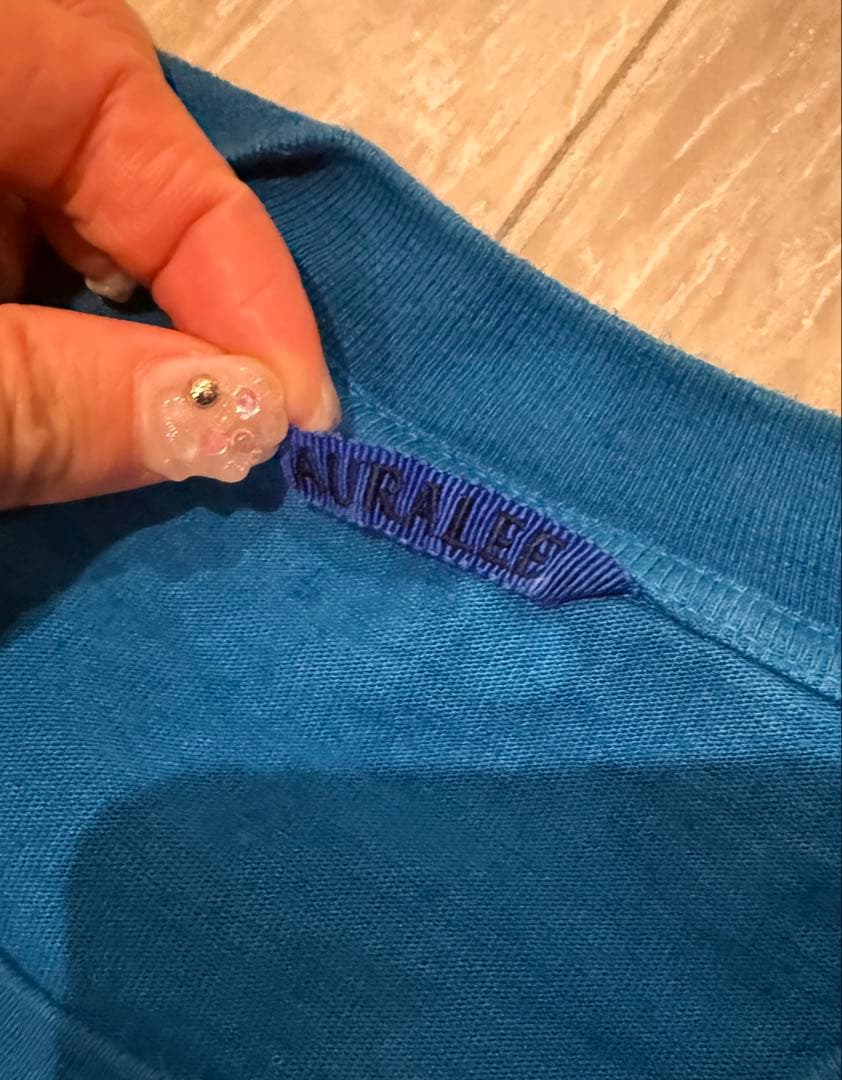 オーラリー　メンズTシャツ　ターコイズ　6