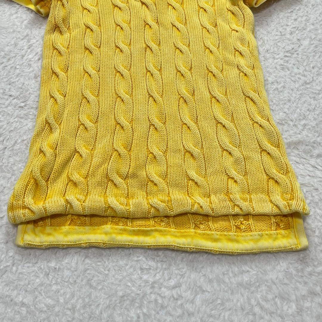 ポロラルフローレン ケーブルニットポロシャツ　ポニー刺繍　ウォッシュ加工　XS
