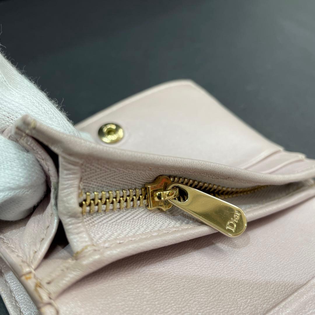 【M9】訳あり！Dior　ディオール ロータスウォレット　二つ折り財布　ピンク
