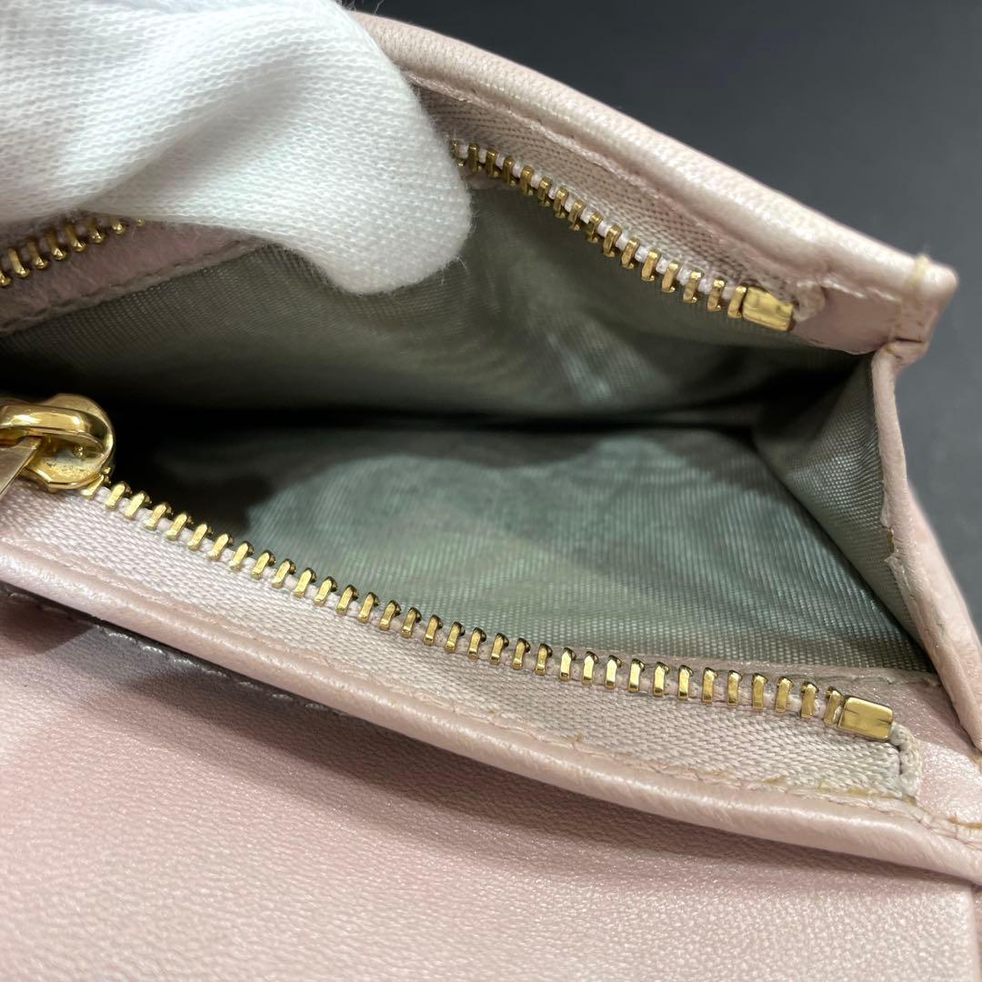 【M9】訳あり！Dior　ディオール ロータスウォレット　二つ折り財布　ピンク