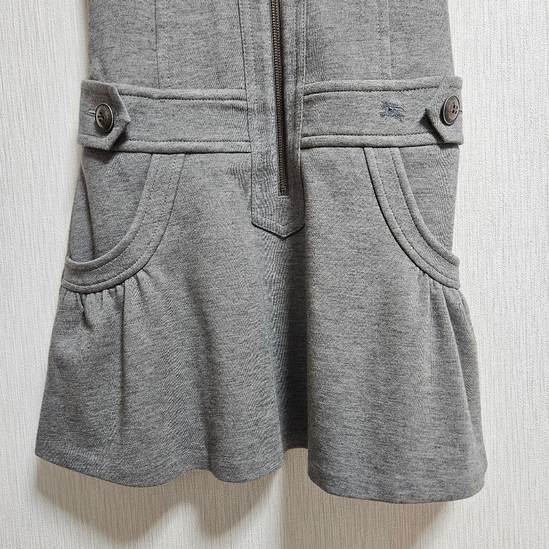 美品 BURBERRY BLUE LABEL ワンピース ジップアップ　グレー