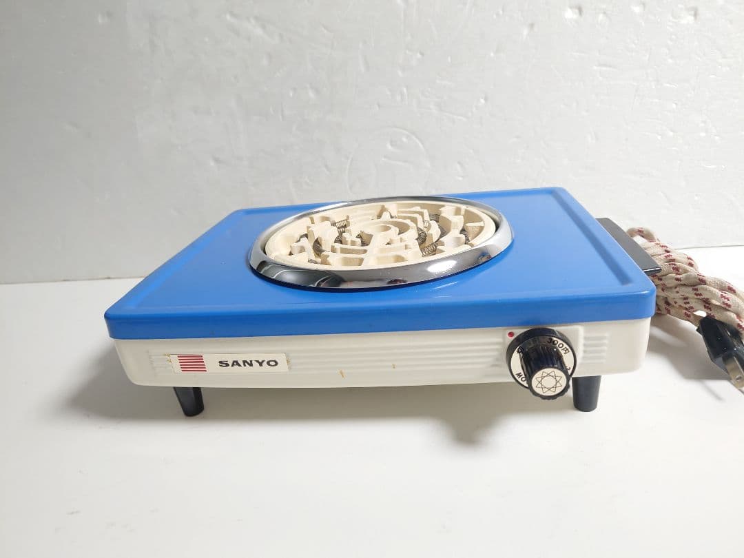 SANYO 電気コンロ 青 昭和レトロ