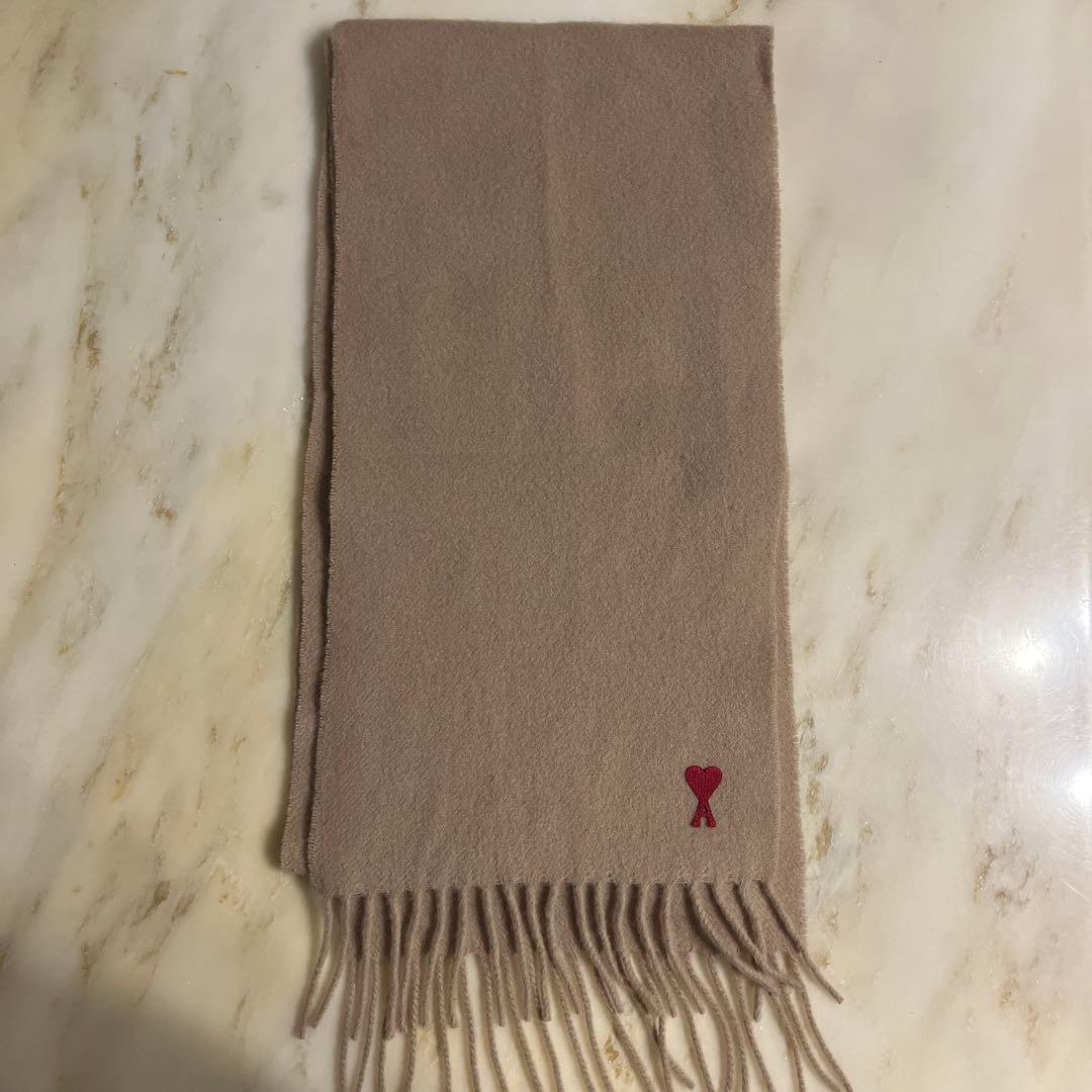アミパリス ベージュ マフラー 赤いリボン刺繍 値下げ可能