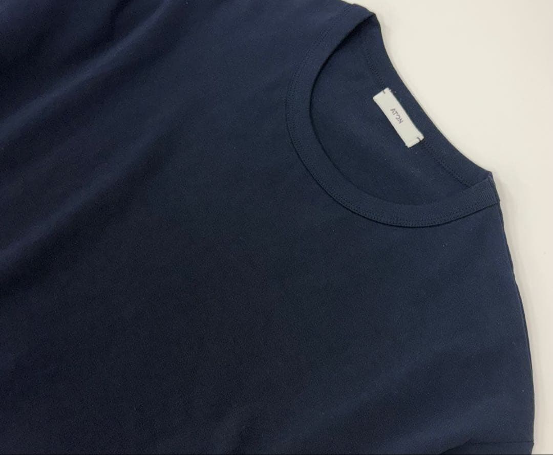 トップス ATON/26SS DRY COTTON JERSEY T-SHIRT NAVY