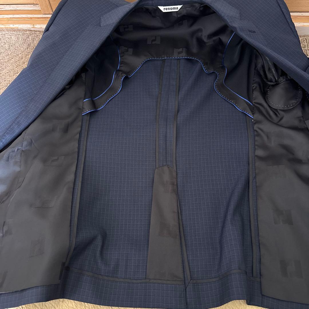 renoma HOMME レノマ　ネイビー スーツ　AB5 チェック
