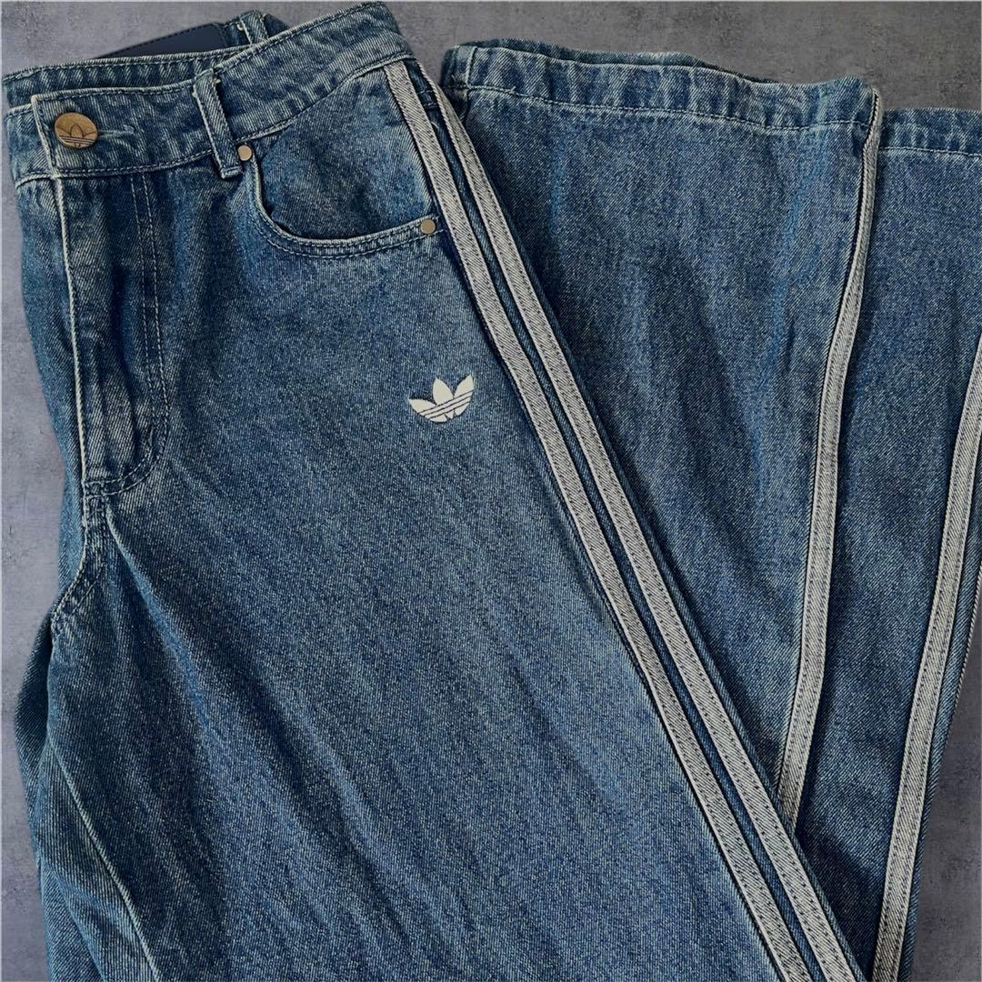 【最終値下】アディカラー デニム スリーストライプス トラックパンツ　26/30