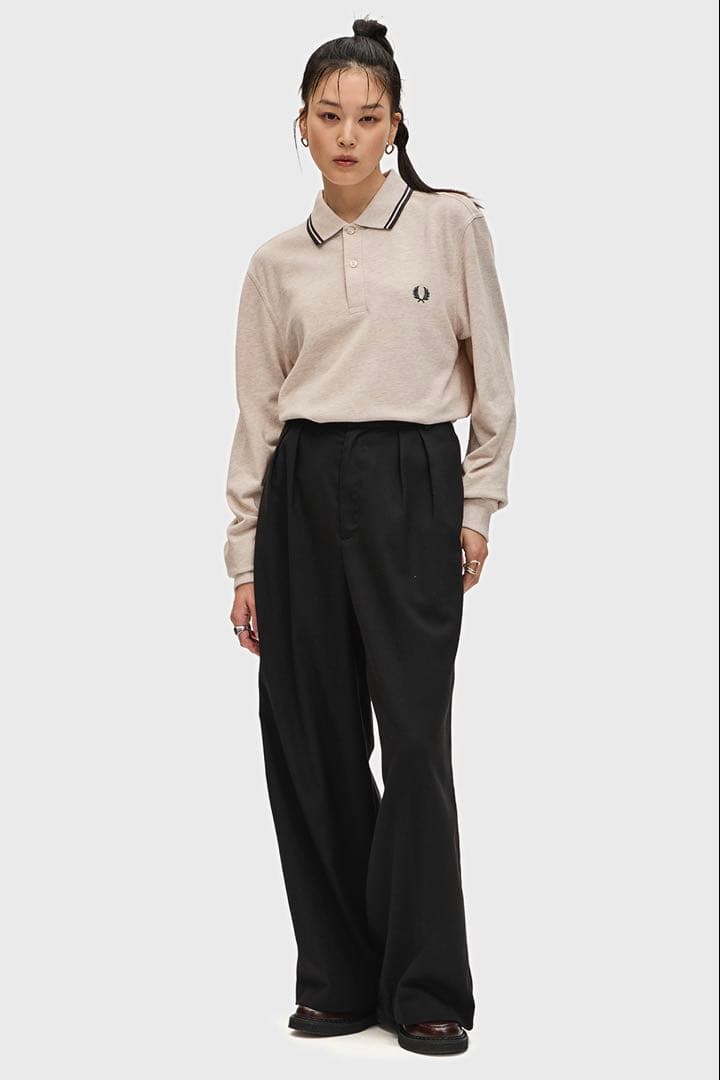 FRED PERRY ベージュ 長袖ポロシャツ M ユニセックス