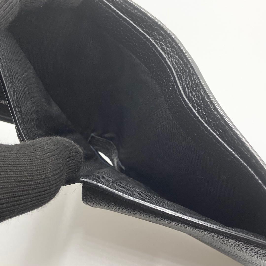 極美品　サンローラン　折り財布　YSL シボ革　レザー　ユニセックス　ブラック