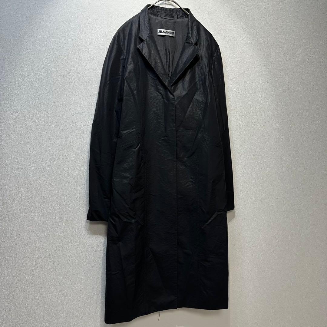 希少 美品 JIL SANDER シルク Aライン チェスター ロングコート