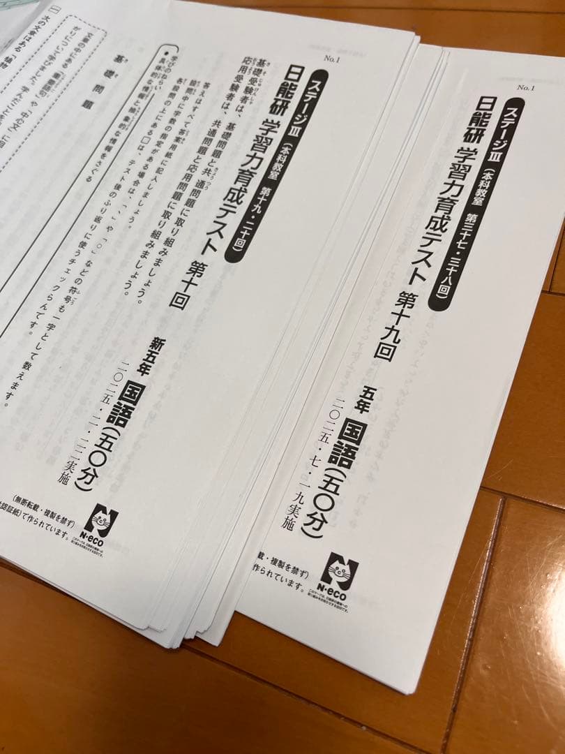日能研　最新版2025年　5年前期　育成テスト　2教科フルセット